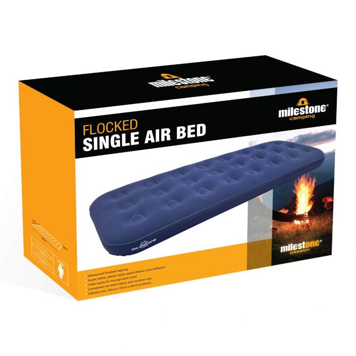 Single Flocked Airbed 191 x 73 x 22cm