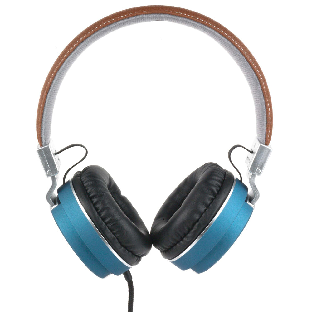 INTEMPO MATTE LEATHER-LOOK HEADPHONES, Blue