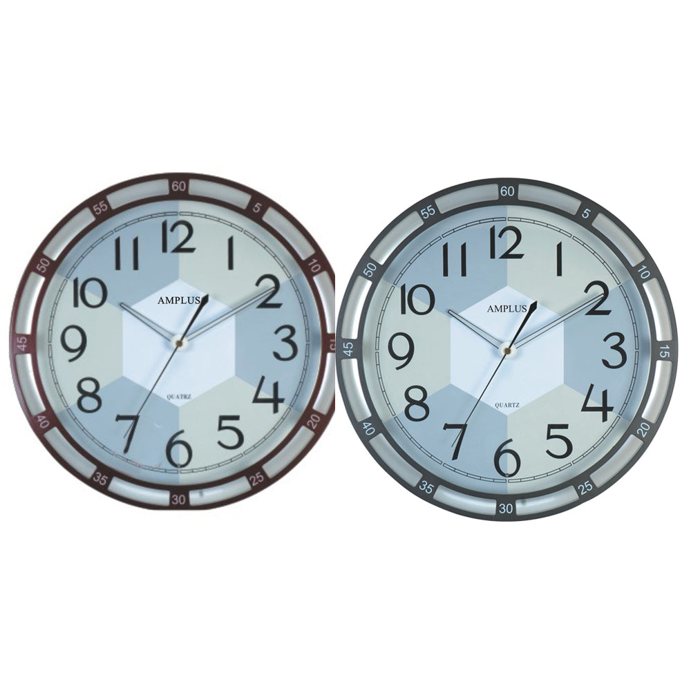 Amplus 34cm Diameter Quite Sweep Second With Night Sensor Metallic Silver Bezel Big Bold Numbers Wall clock PW176-1730S