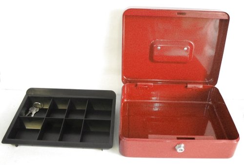 DSL 8" Red Metal Cash Box Supplied with 2 Keys-1764