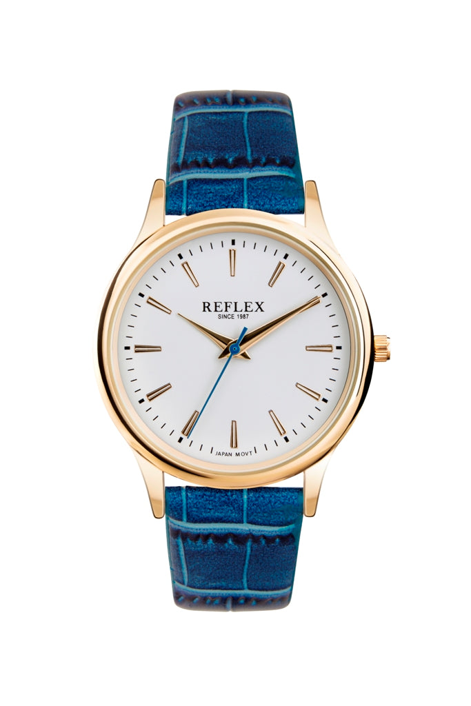Reflex Ladies Watch Blue Leather Strap White Dial Ref0010