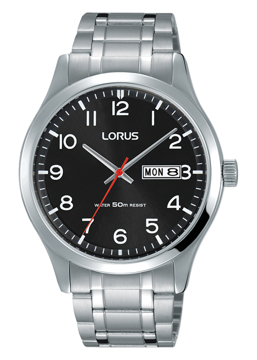 RXN37DX9 LORUS Gents Day/Dated bracelet watch with black dial