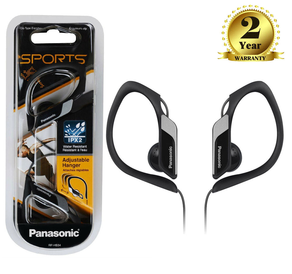 Panasonic RP-HS34E-K Water/Sweat Resistant In Ear Sports Headphone - Black