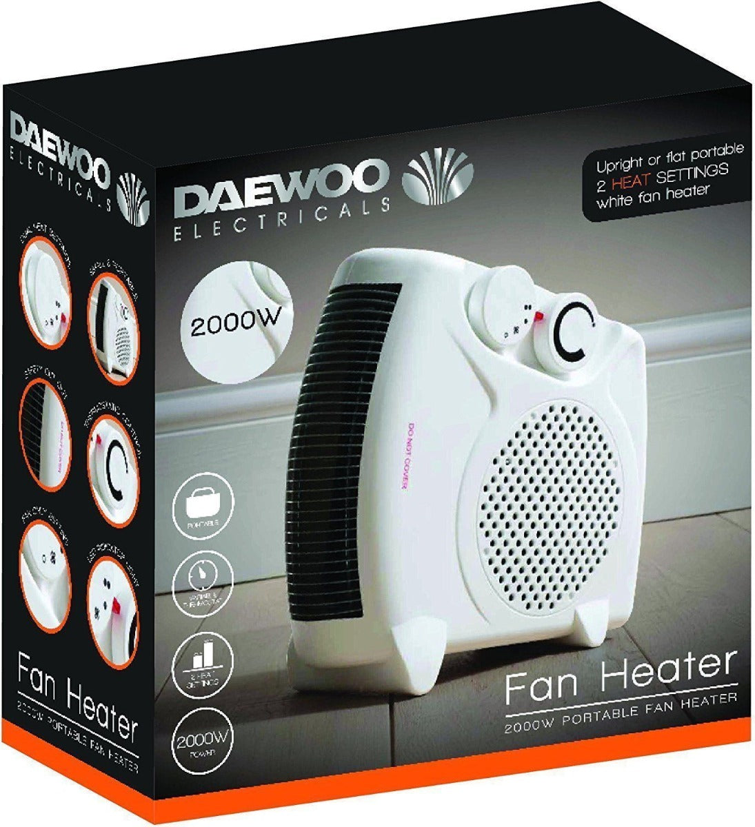 Daewoo 2kw Upright/Flat Fan Heater