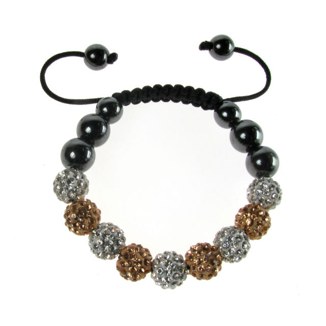 Beautiful Shamballa Type Bracelet Crystal Dymonttee Ball White-Brown