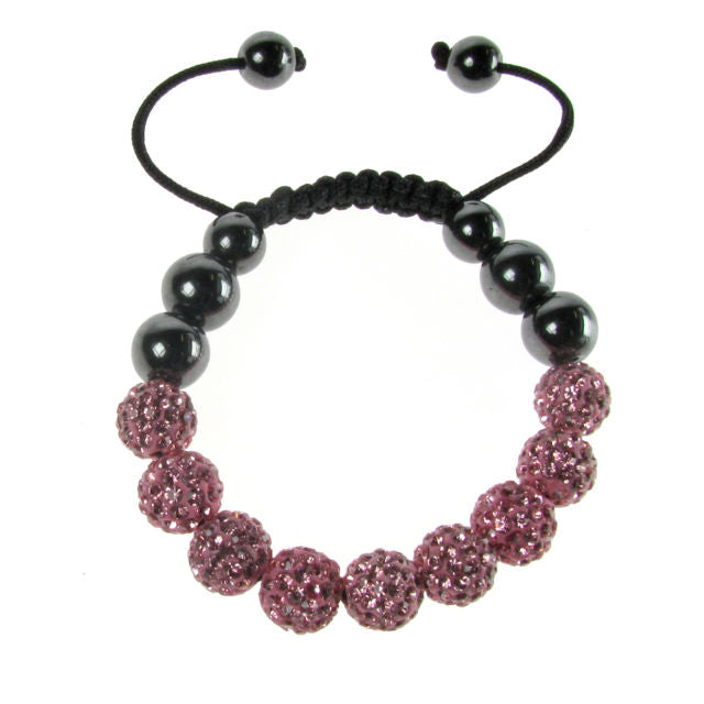 Beautiful Shamballa Type Bracelet Crystal Dymontee Light- Pink