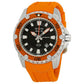 Bulova Marine Star Automatic Black Dial Orange Rubber Mens Watch 98b207