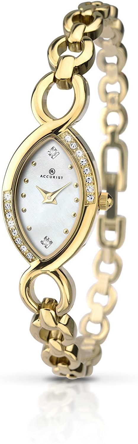 Accurist London Women's Fashion Designer Gold Bracelet Watch 8048