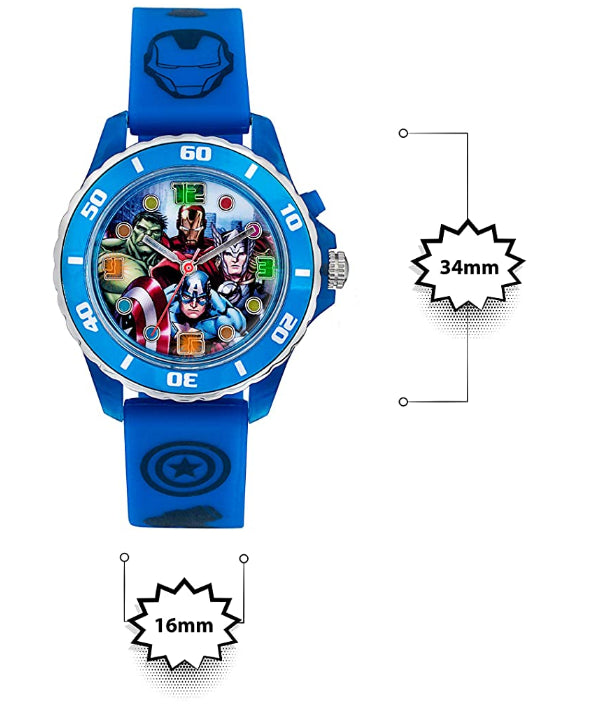 Marvel Avengers Children's Multicolour Dial Blue Rubber Strap watch AVG3506