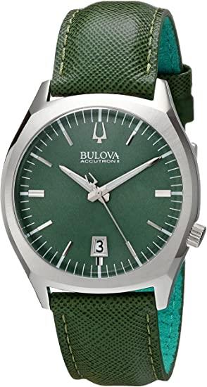 Bulova Men's 96B211 Accutron II Stainless Steel Watch with Green Leather Band