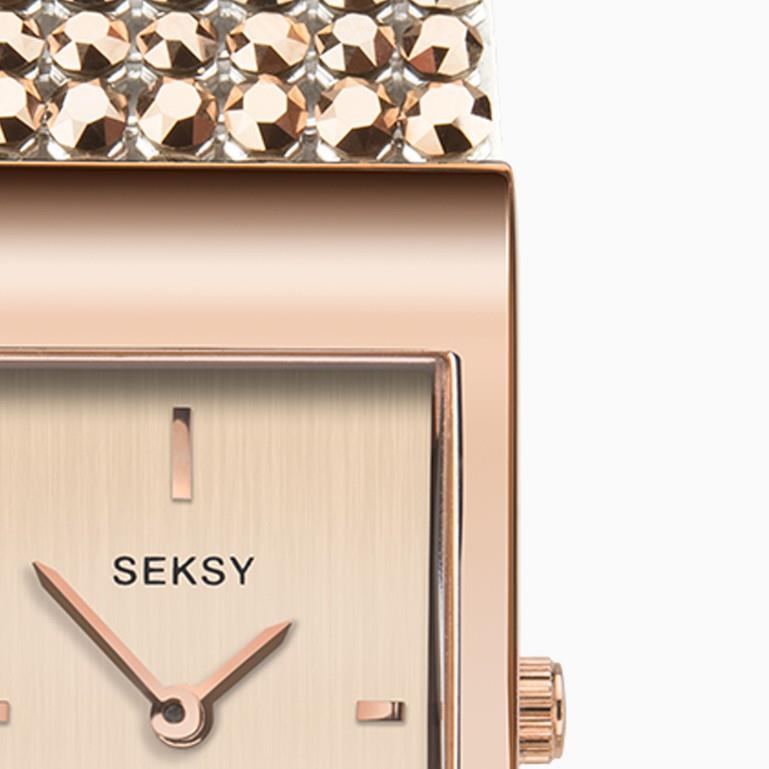 Seksy Ladies Rose Gold Plated Crystal Bracelet Watch 2726