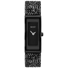 Seksy Ladies Fashion Designer Rocks Black Bracelet Watch 2577