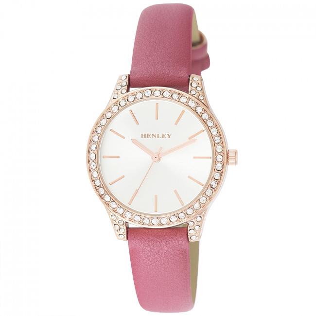 Henley Women's Fashion Petite Stones Multiple Colour Available Leather Strap Watch H06143