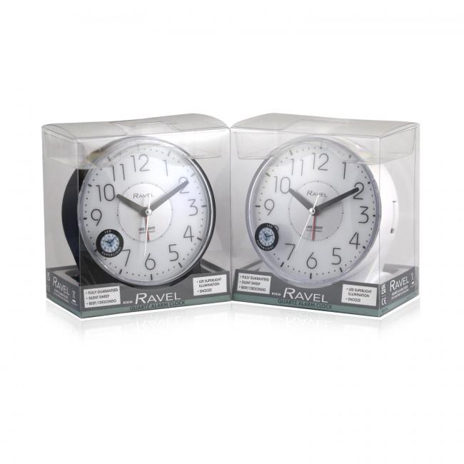 Ravel Large Contemporary Bedside / Mantel Quartz Alarm Clock RC036 Available Multiple Colour