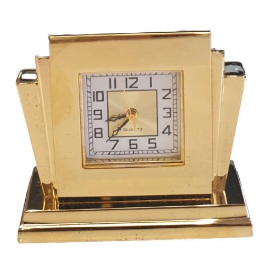 Miniature Clock Goldtone Plated Mini Clock Solid Brass IMP30 - CLEARANCE NEEDS RE-BATTERY