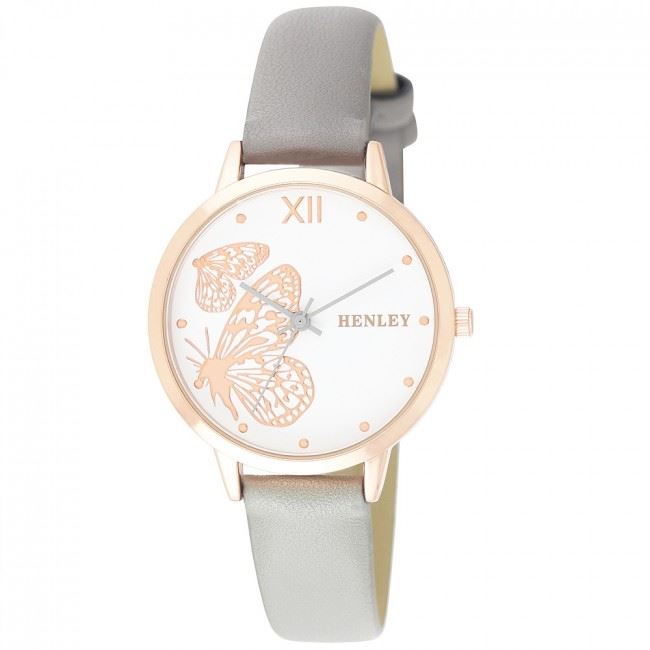 Henley Women's Fashion Casual Butterfly Design Leather Strap Watch H06146.10