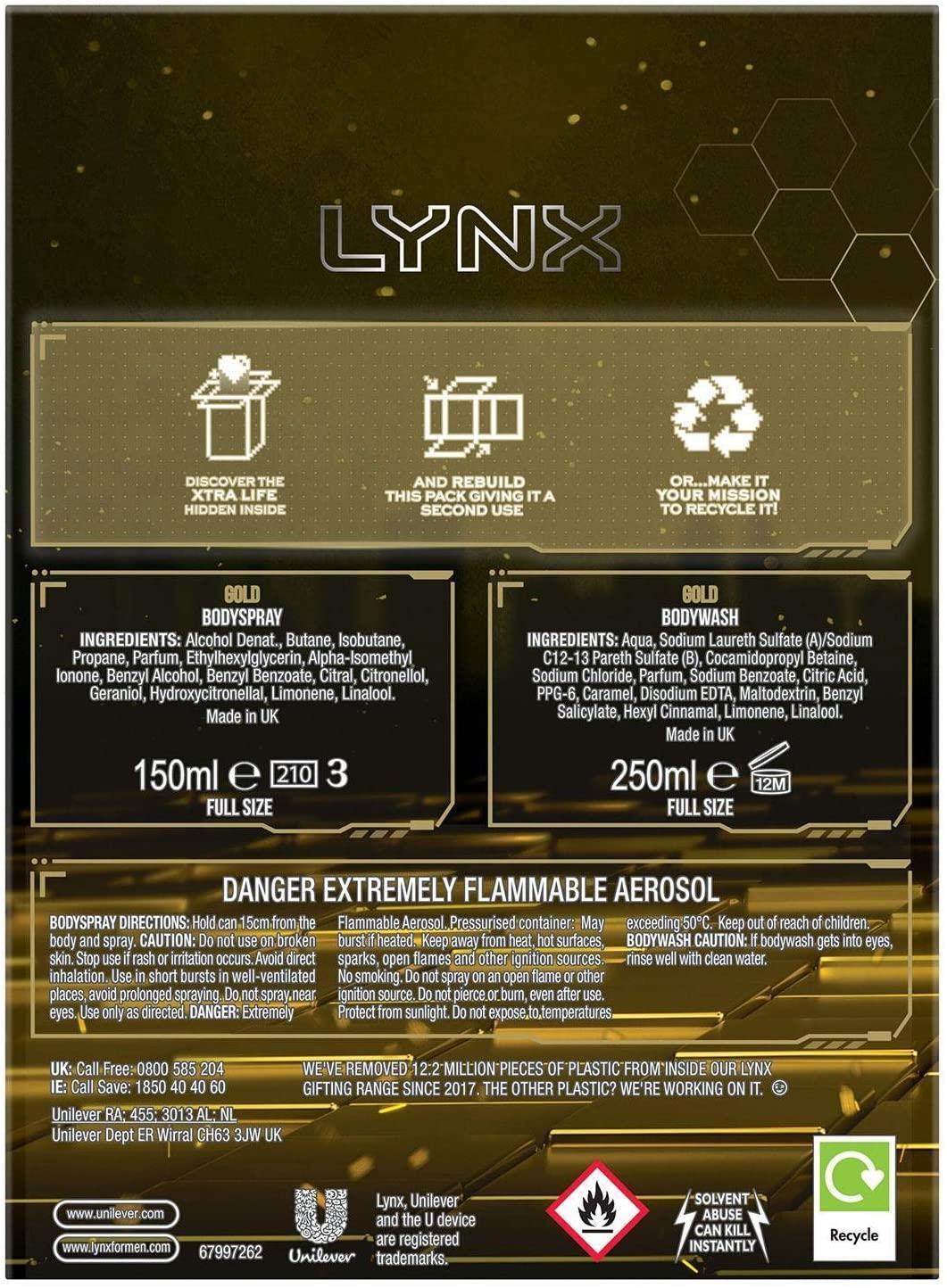 LYNX GOLD DUO SET 2PC (250ML SHOWER GEL & 150ML BODY SPRAY)