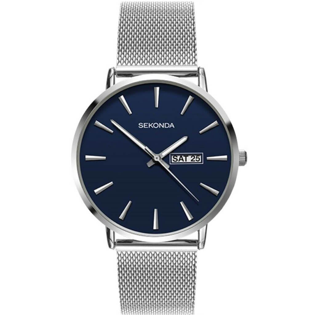 Sekonda Mens Fashion Blue Dial Stainless Steel Bracelet Watch 1459