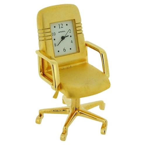 Miniature Clock Office Swivel Chair with Goldtone Plated Solid Brass IMP1047-  CLEARANCE NEEDS RE-BATTERY