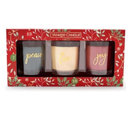 Yankee Candle 3 Sentiment Tumblers Christmas Scented Candles Gift Set 1706801E