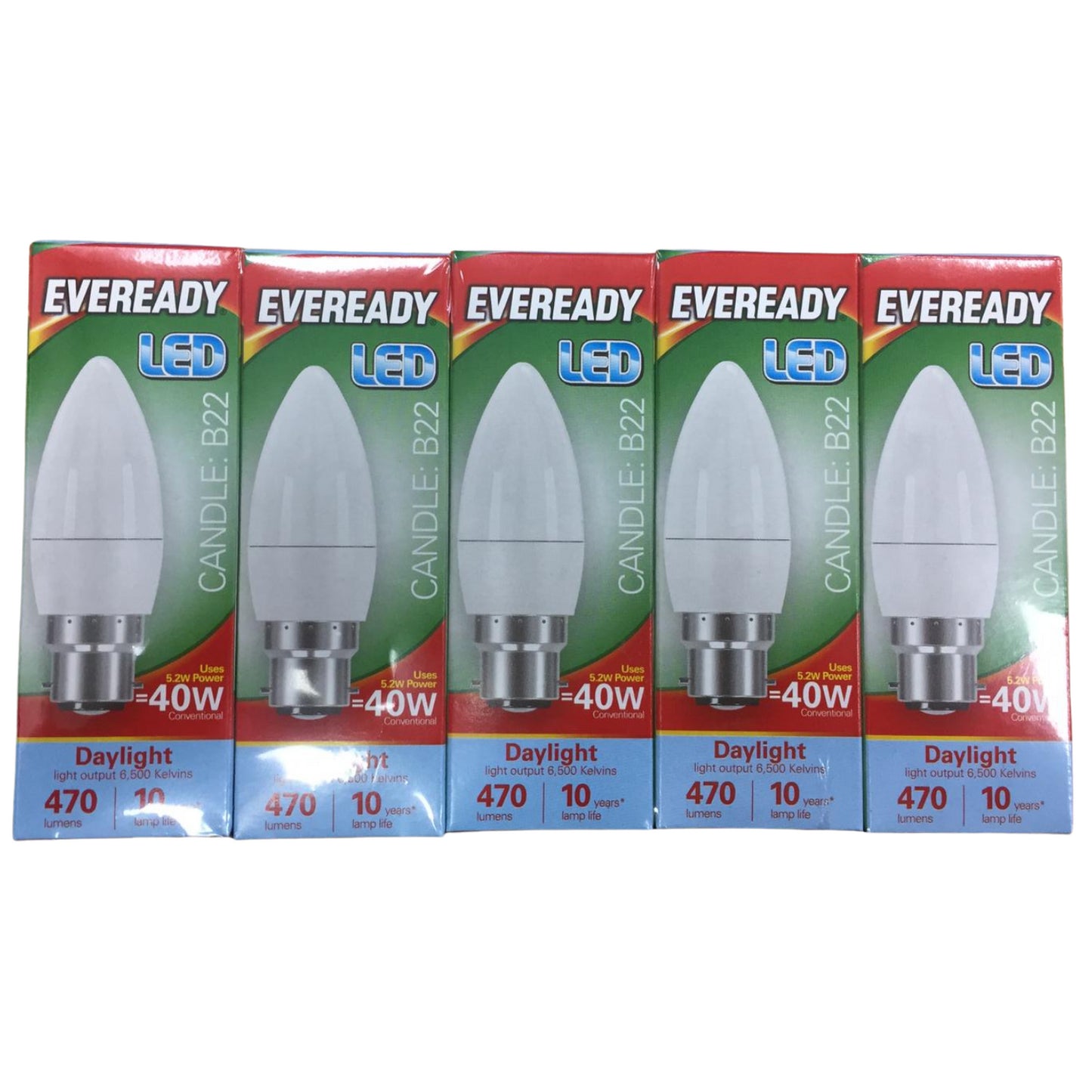 Eveready S13611 LED Candle 470LM Opal B22 Pack of 5