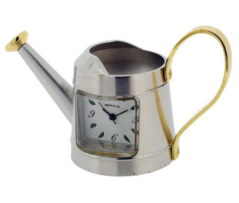Miniature Clock Gold Plated Watering Can Solid Brass IMP1010 - CLEARANCE NEEDS RE-BATTERY