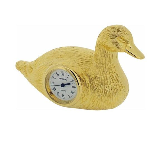 Miniature Clock Gold Plated Duck Solid Brass IMP92 - CLEARANCE NEEDS RE-BATTERY