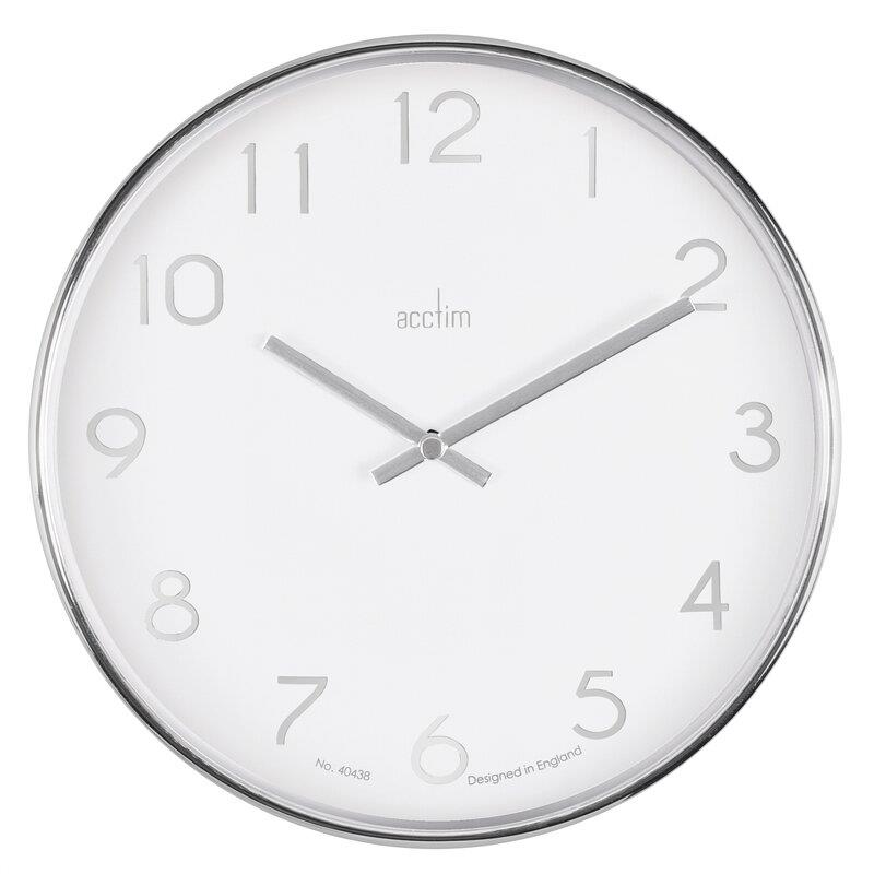 Acctim Elma 25cm Chrome plastic wall clock in 2283 Available Multiple Colour