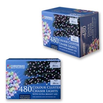 Christmas Workshop 480 LED Multi-Colour Chaser Cluster Light (Carton of 6)