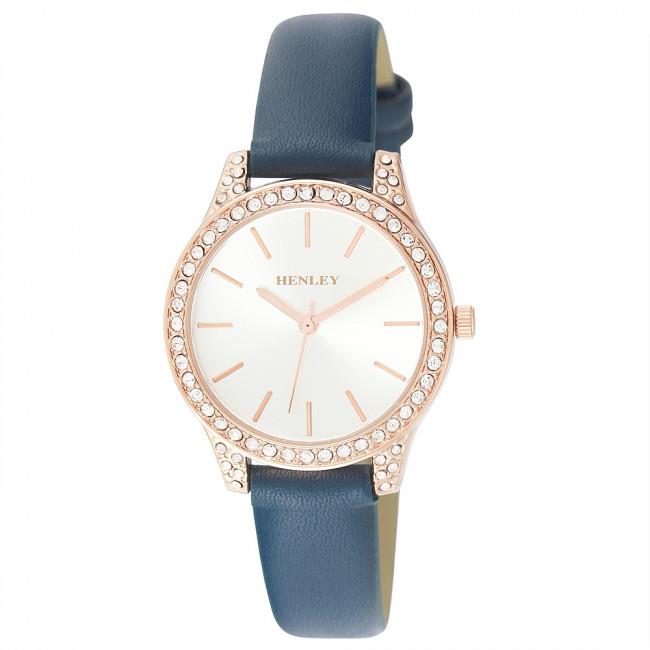 Henley Women's Fashion Petite Stones Multiple Colour Available Leather Strap Watch H06143