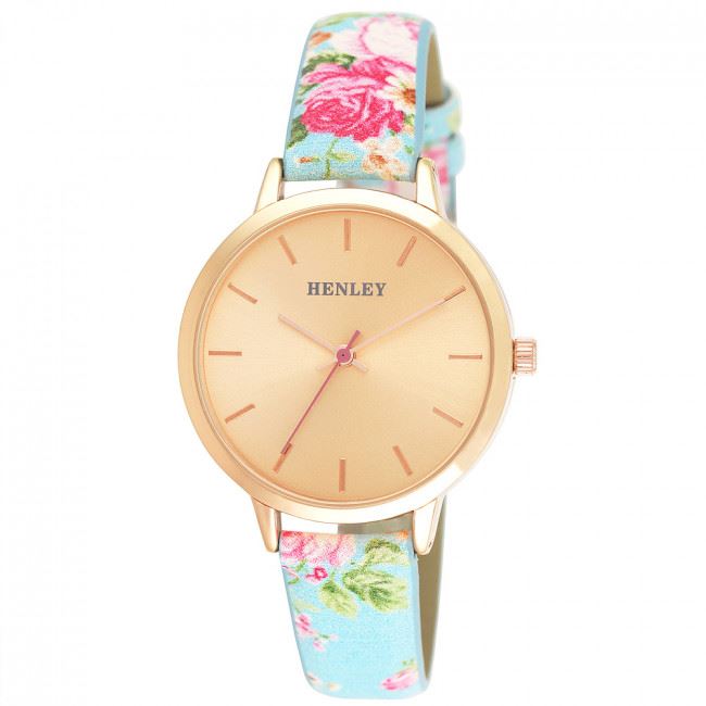 Henley Women's Fashion Casual Spring Floral Leather Strap Watch H06154.5