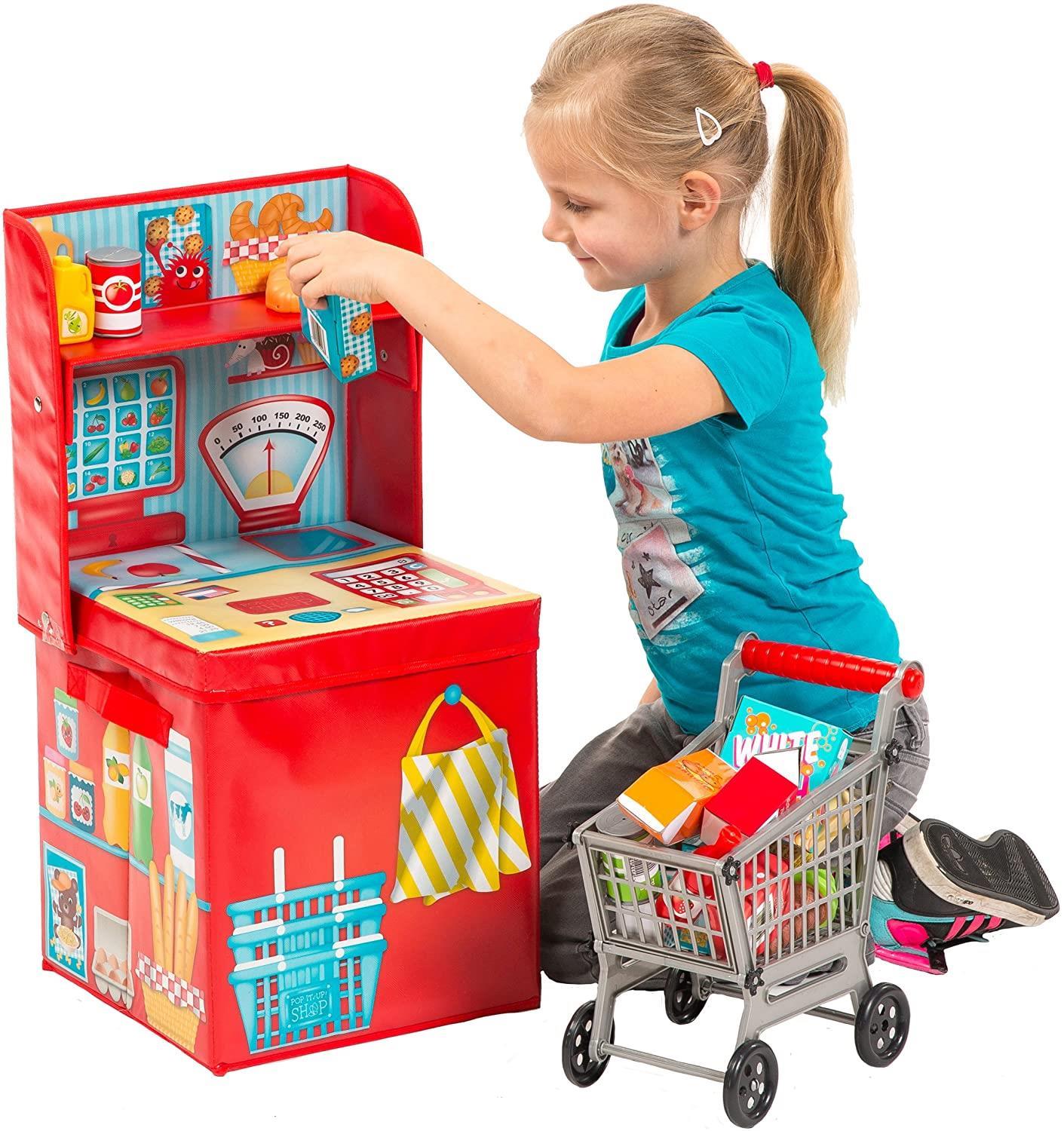 Fun2Give Pop-It-Up Market Stall / Play Shop Space-Saver with Storage