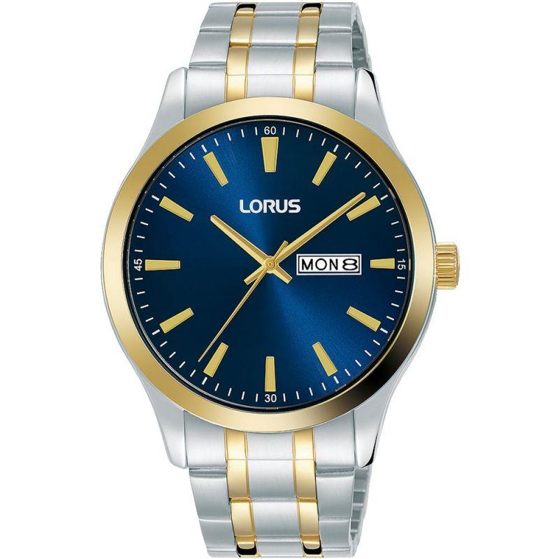 Lorus Rh342ax9 Mens Day Date Bracelet Strap Watch, Silver/gold