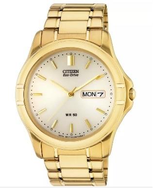 Citizen Eco-Drive Men's Gold Plated Bracelet Watch BM8142-88P