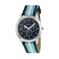 Tikkers Childrens Quartz Stainless Steel Blue & White Stripe Nylon Strap Watch TK0192
