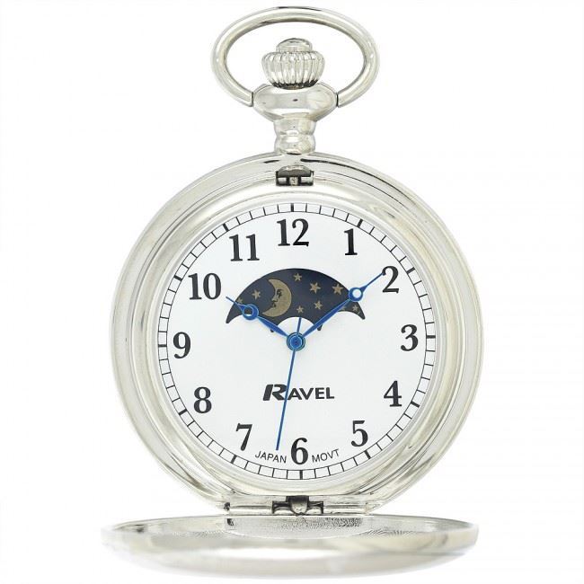 Ravel Polished Sun-Moon Pocket Watch R1001 Available Multiple Colour