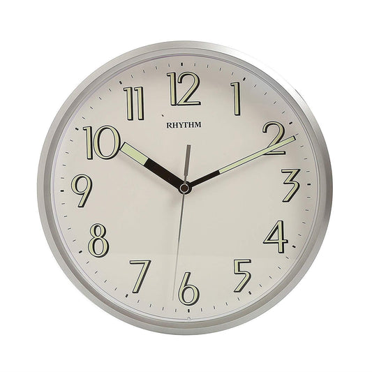 Rythmn 25cm Silver Super Luminous Hands Wall Clock CMG727NR19