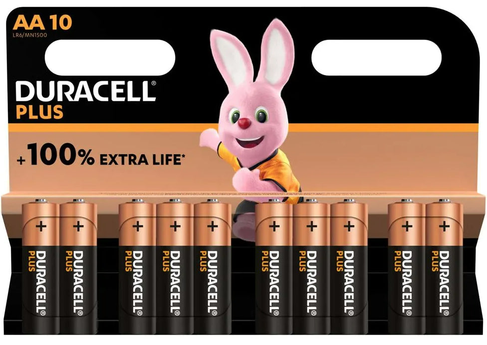 Duracell Plus MN1500+ AA Alkaline Batteries 10 Per Card