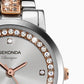 Sekonda Ladies Silver Dial Rosegold Plated Stone Case With Two Tone Case Alloy Bracelet Watch 2707