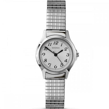 Sekonda Ladies Basic White Dial Silver tone Expander Bracelet Watch 4133B
