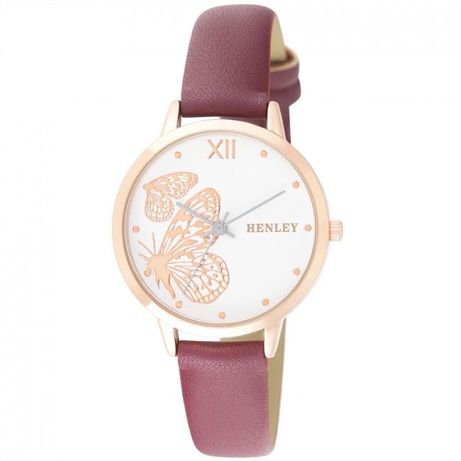 Henley Women's Fashion Casual Butterfly Design Leather Strap Watch H06146.10