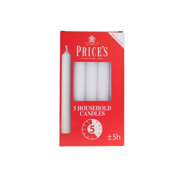 Price's White Household Candles Pack of 5 HC056028