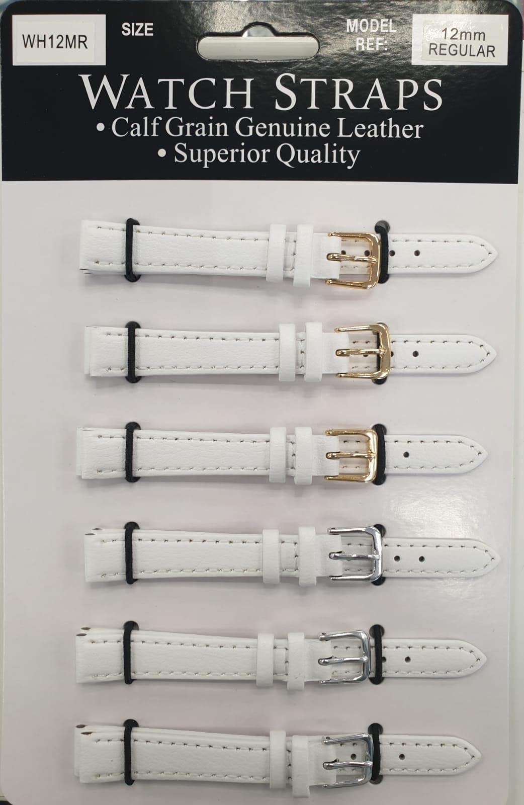 WHMR White calf regular Watch Straps card of 6 Available size 10mm - 20mm