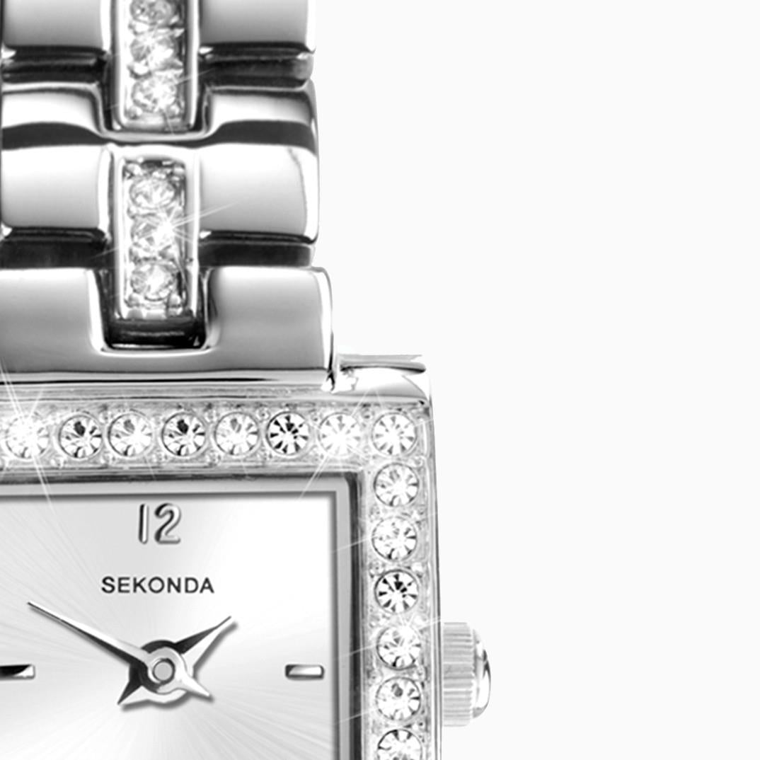 Sekonda Ladies Fashion Square Silver Dial With Silver Case & Alloy Bracelet Watch 4738