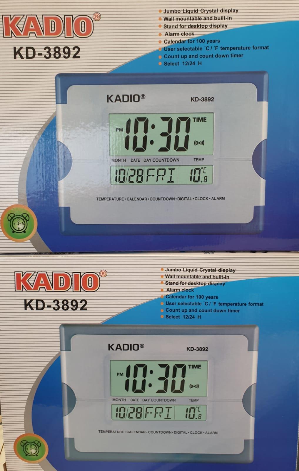 Kadio Digital Wall & Table Clock with Temperature Day/Date Display KD-3892 Available Multiple Colour