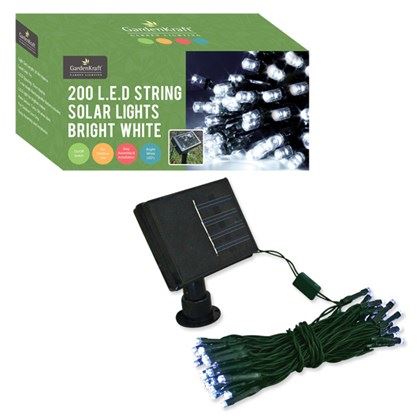 Garden Kraft 200 LED Solar String Lights - Bright White (Carton of 20)