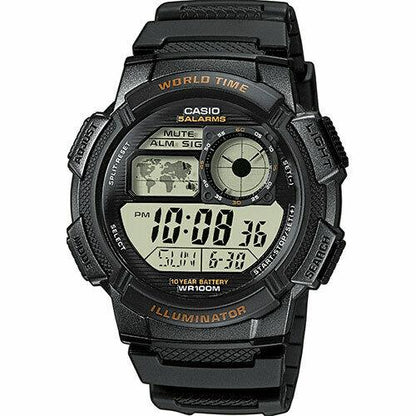 Casio Men's Digital Sports Black Resin/Rubber Strap Black Case Watch AE-1000W-1AVDF