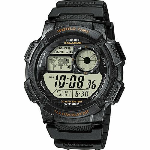 Casio Men's Digital Sports Black Resin/Rubber Strap Black Case Watch AE-1000W-1AVDF