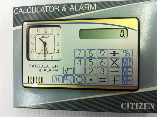 Citizen Dual Time Analogue Travel Alarm with Calculator , white