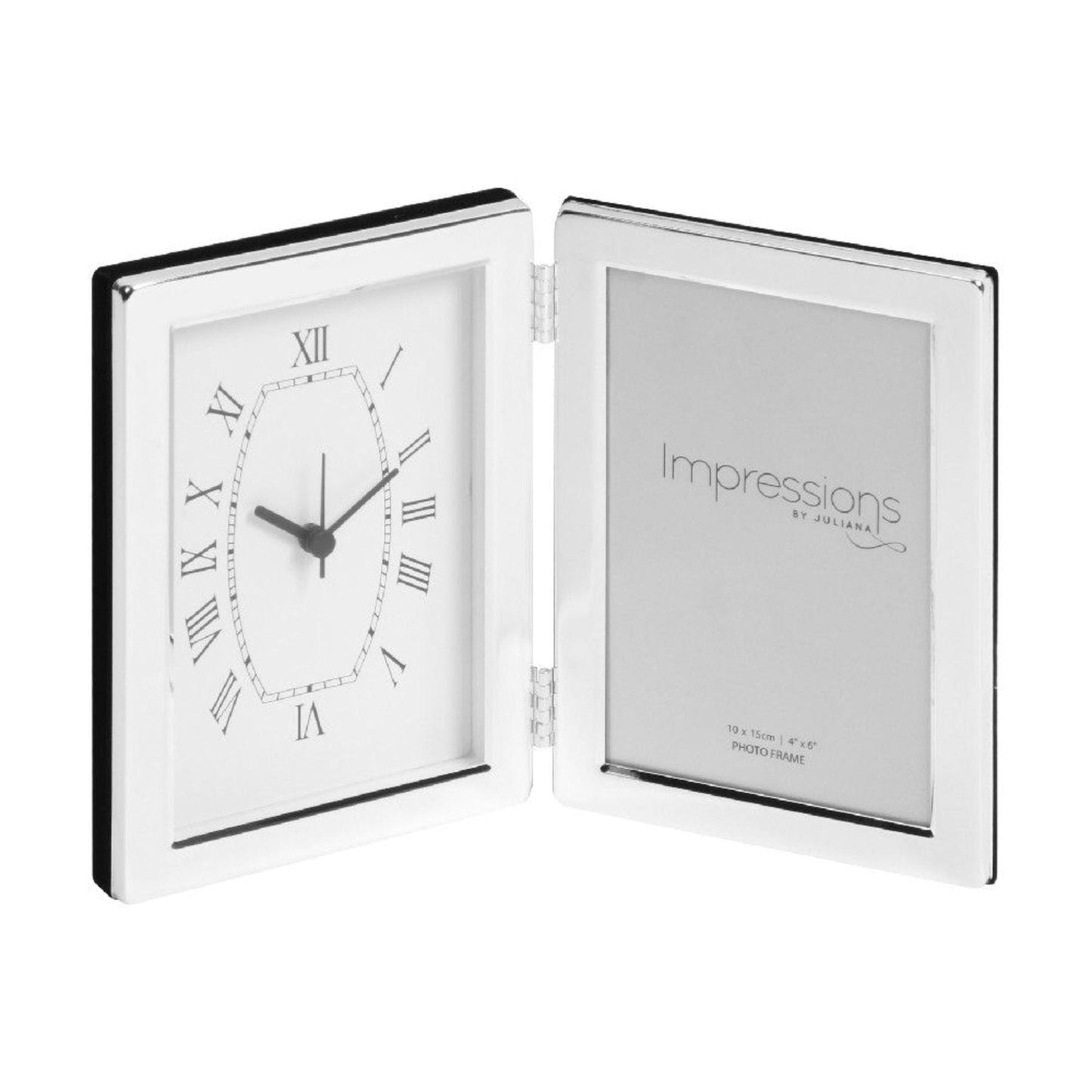 IMPRESSIONS SILVER PLATED HINGED CLOCK & FRAME *3.5" X 5"* BOX OF 6